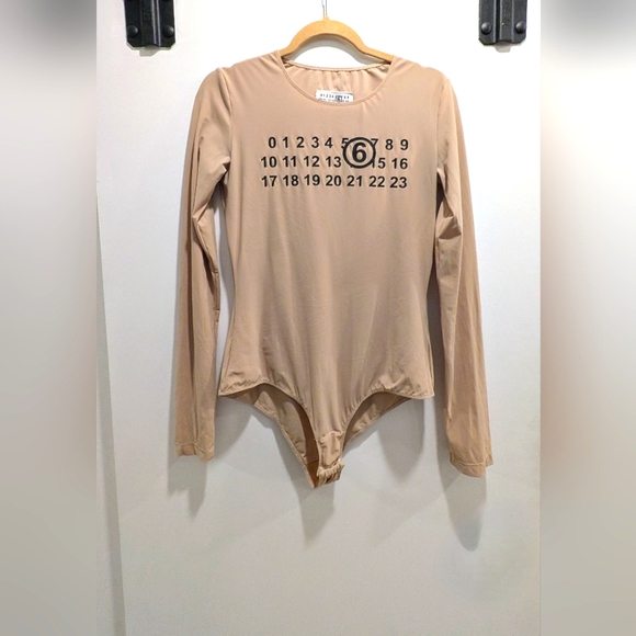 MM6 Maison Martin Margiela Tops - MM6 MAISON MARTIN MARGIELA Nude Bodysuit